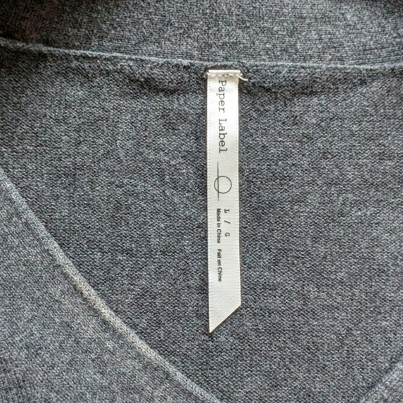 Paper Label Sweater Casual Staple Elevated Basic Women Large V Neck Cotton Grey - Picture 9 of 13